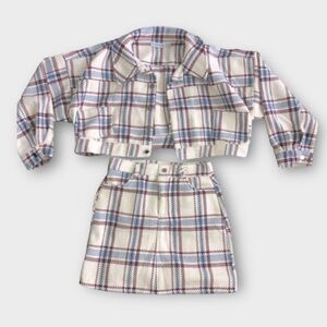 My Mum Made It Plaid Cropped Jacket & Mini Skirt Set Size M